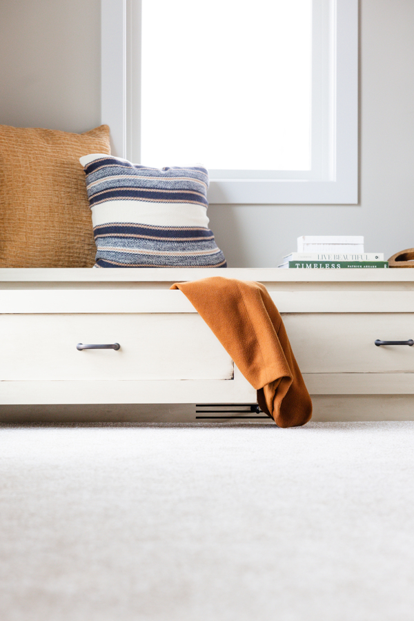 Custom Fireplace Bench with Drawers