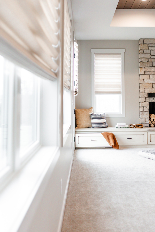 Custom Window Treatments in Living Room Addition